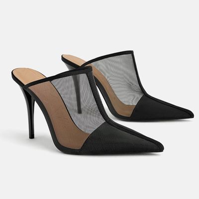 Mesh High Heel Mules