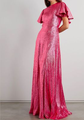 The Light Sleeper Ruffled Wool-Blend Lamé Gown from The Vampire's Wife