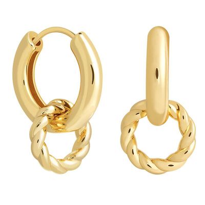 Rope Charm Hoops In Gold