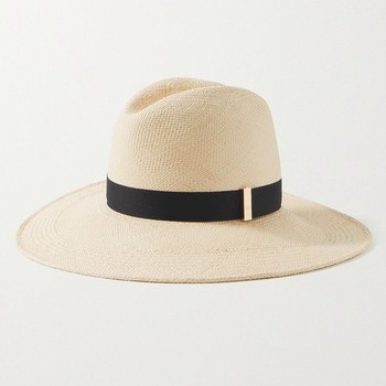 Requiem Cotton Grosgrain-Trimmed Straw Fedora from Gigi Burris