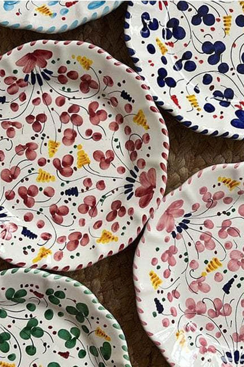 Deruta Plate With Red Flowers from Popolo