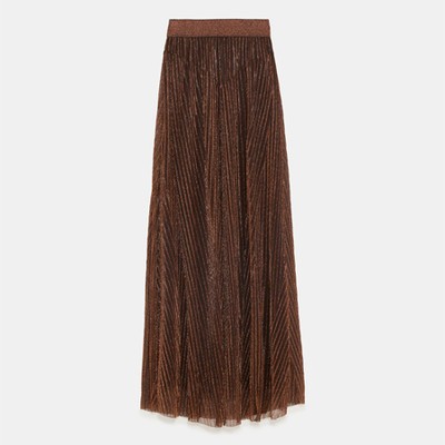 Pleated Metallic Thread Skirt from Zara