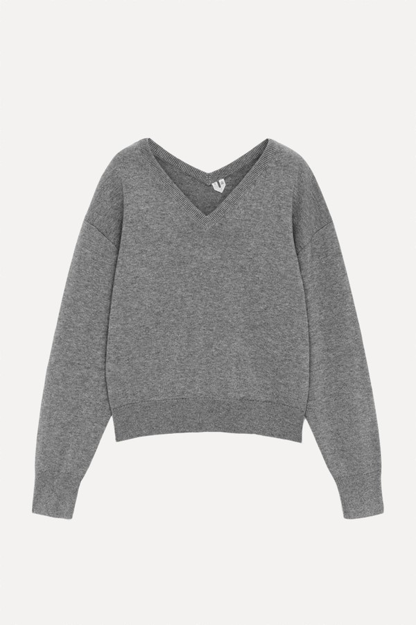 Cotton-Wool V-Neck Jumper from ARKET