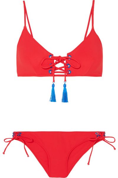 Tasseled Lace-Up Bikini from Emma Pake