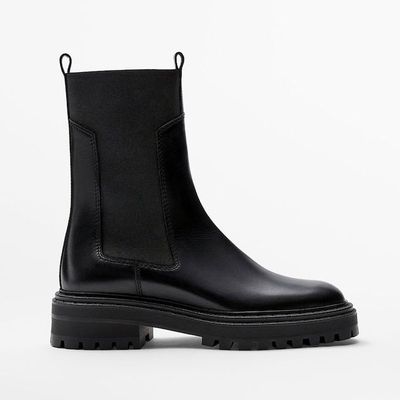 Leather Chelsea Boots With Track Soles from Massimo Dutti