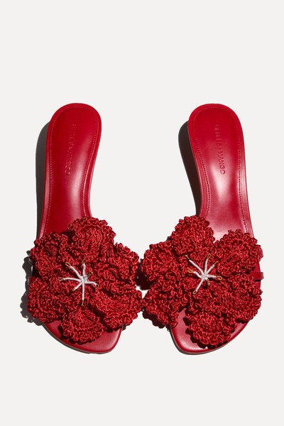 Leather Sandals With Flower Heel  from Siedrés x Mango