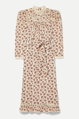 Gabrielle Lace-Trimmed Floral-Print Cotton-Voile Maxi Dress from DÔEN