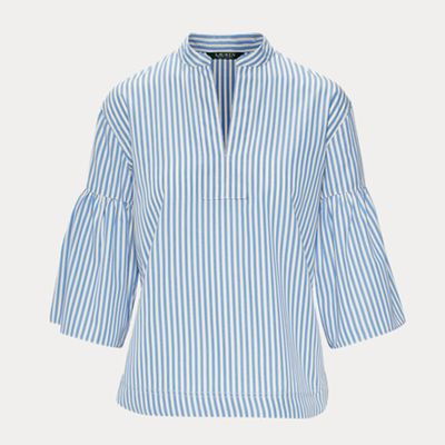 Striped Cotton Bell-Sleeve Top