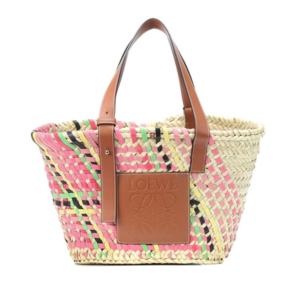 Leather-Trimmed Basket Tote