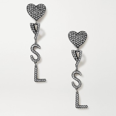 Silver-Tone Crystal Clip Earrings , £525 | Saint Laurent