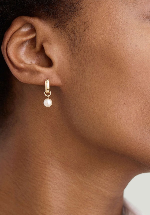 Single Pearl Hoop Charm
