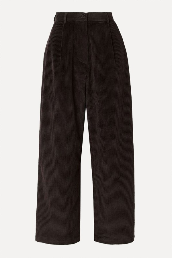 Norstrand Pleated Cotton-Corduroy Straight-Leg Pants from The Frankie Shop