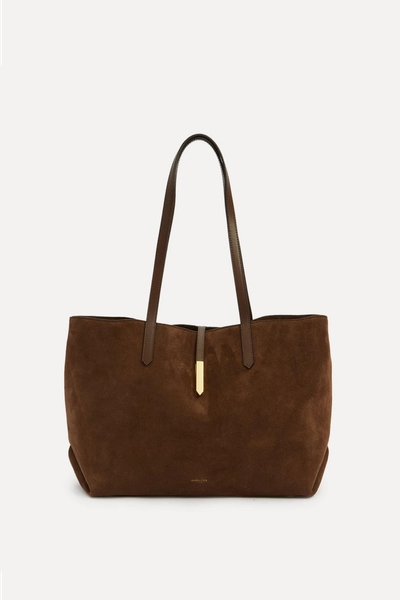 Tokyo Leather-Trimmed Suede Tote from DeMellier