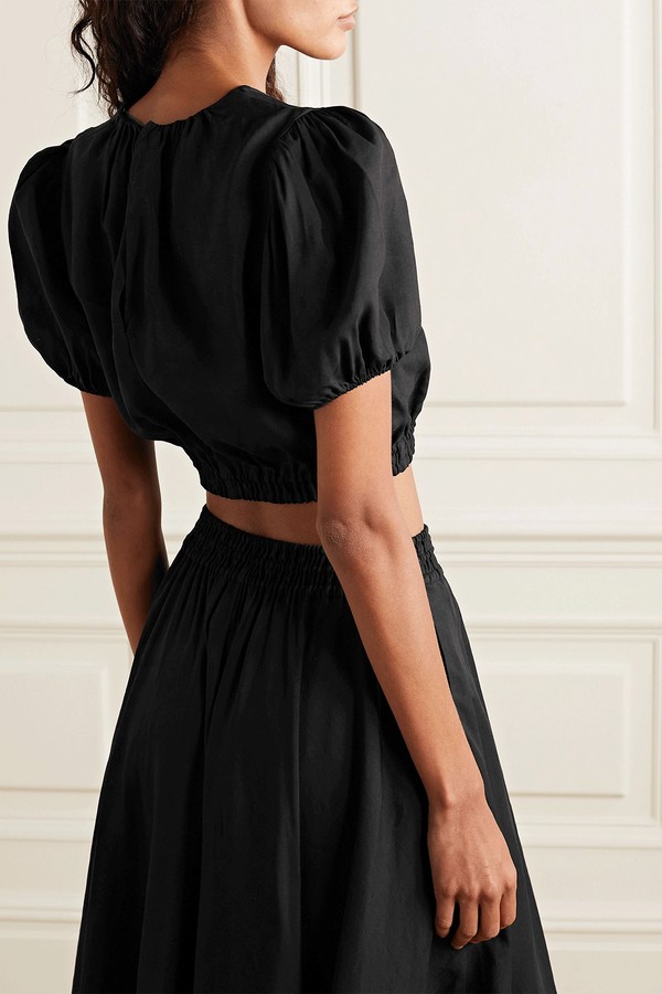 Cropped Gathered Linen-Blend Top from La Ligne
