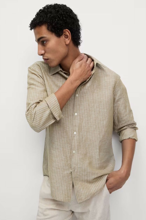 Cotton Linen Blend Striped Shirt from Marks & Spencer