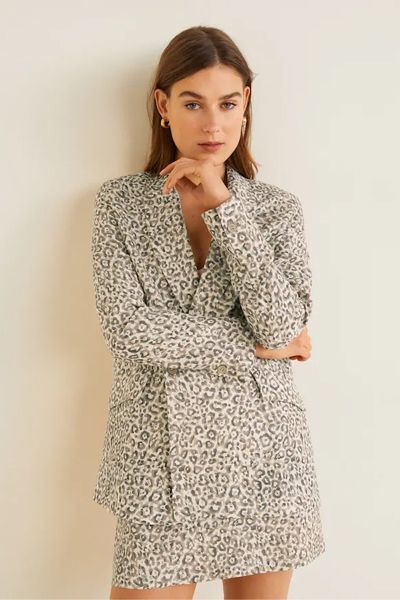 Leopard Linen Blazer