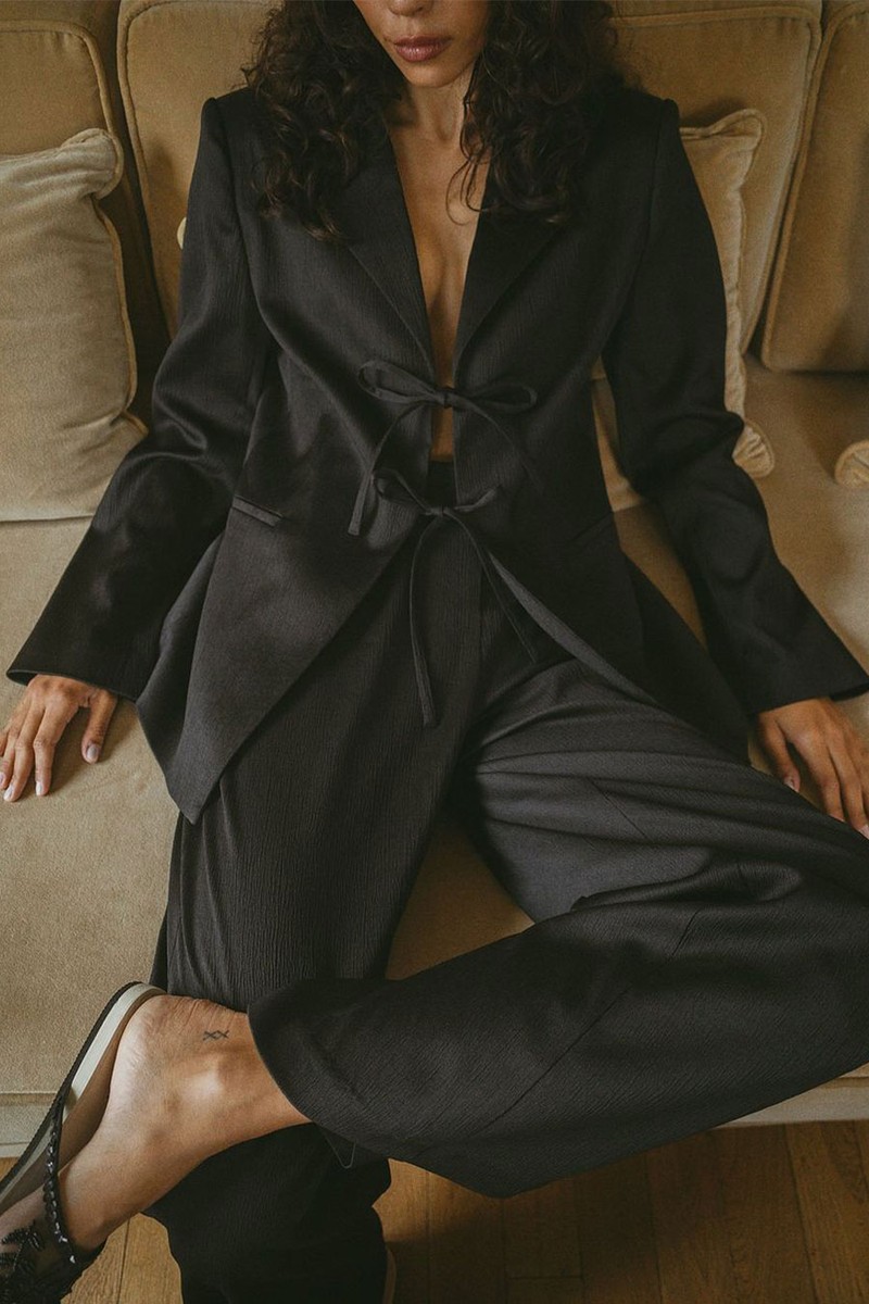 Regular Structured Tie Front Blazer from NA-KD