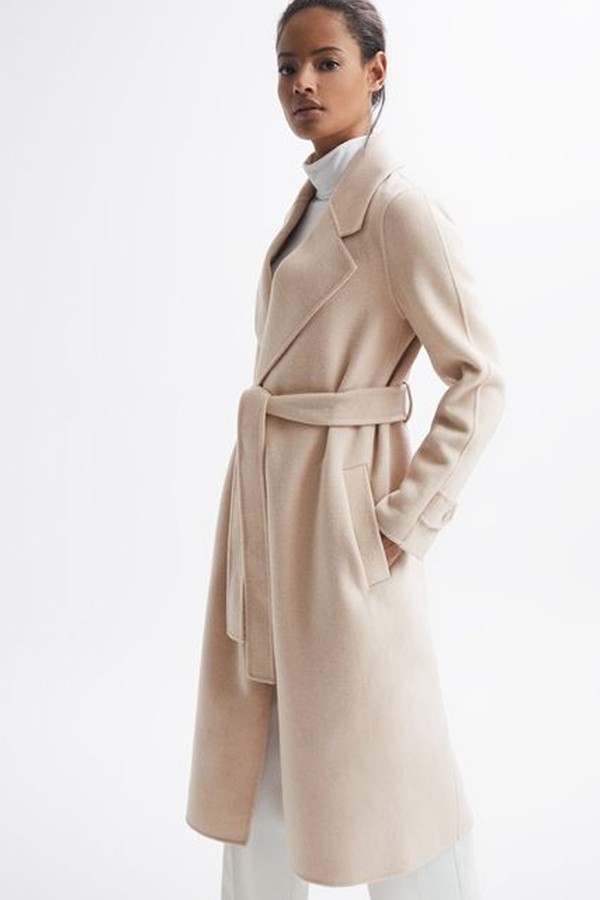 Belted Blindseam Wool Longline Coat from Reiss
