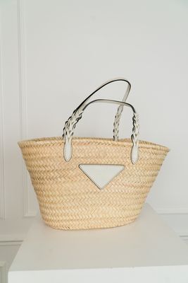 Woven Palm & Leather Tote from Prada