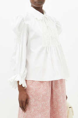 Pernille Smocked Cotton-Poplin Blouse from Horror Vacui