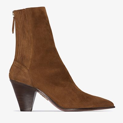 Brown Saint Honore 70 Suede Ankle Boots from Aquazzura