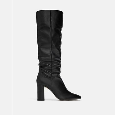 HIgh-Heel Leather Boots from Zara