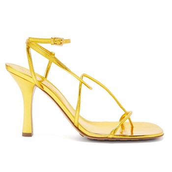 BV Line Wraparound Metallic-Leather Sandals from Bottega Veneta