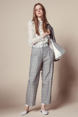 Checked Linen Blend Trousers