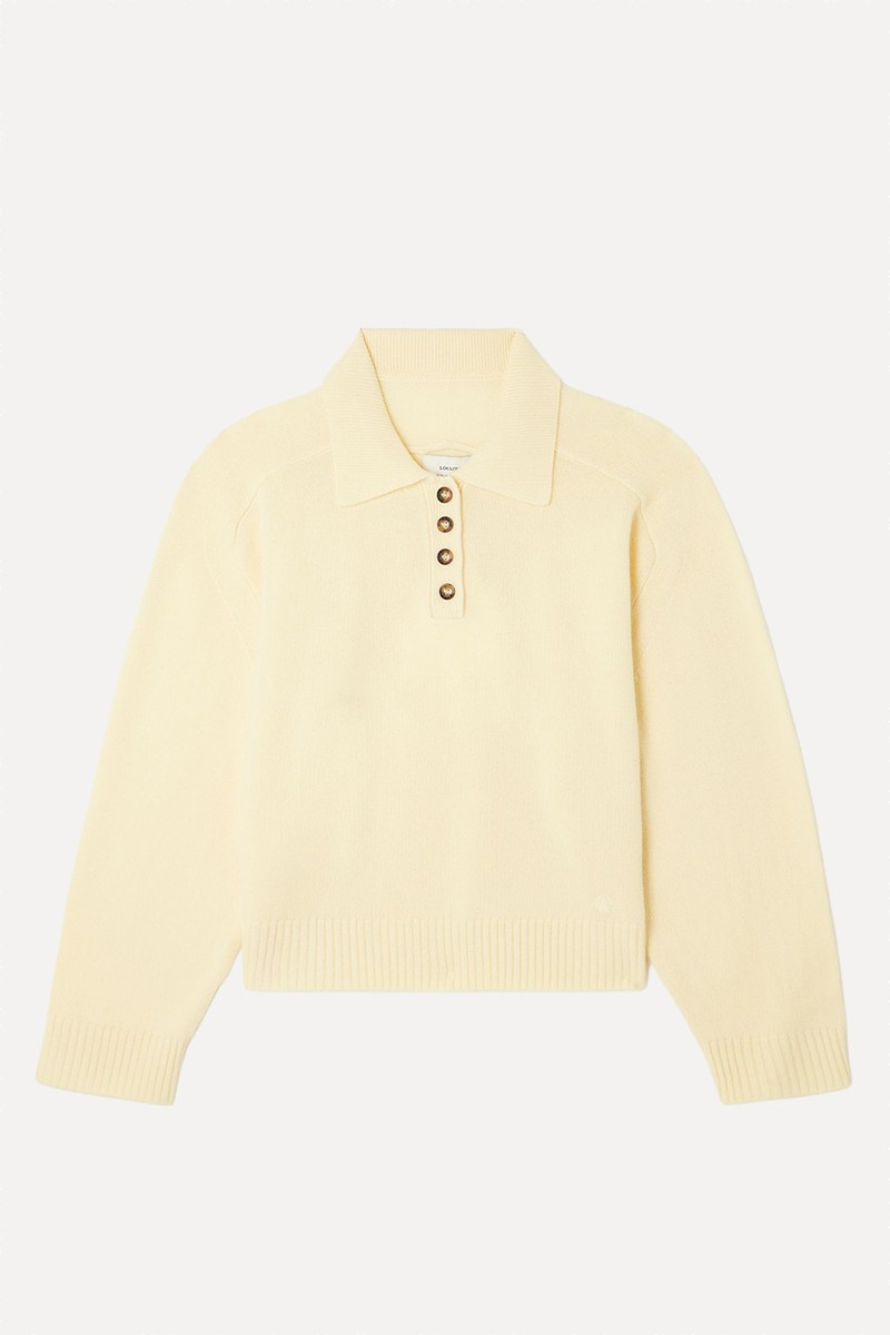 Homere Embroidered Cashmere Polo Sweater from Loulou De Saison