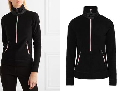 Quilted Shell-Trimmed Fleece Turtleneck Top from Moncler Grenoble
