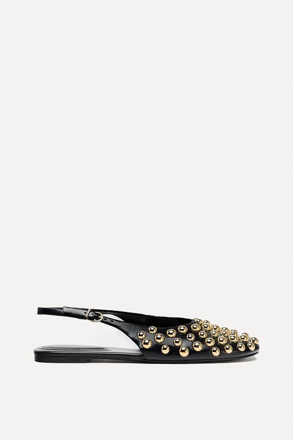 Flat Slingback Shoes With Studs