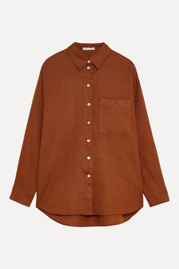 100% Linen Long-Sleeved Shirt from Oysho