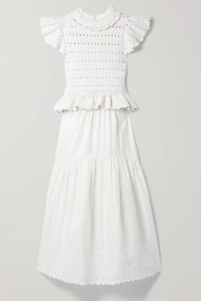 Rylee Wool-Blend Top & Broderie Anglaise Cotton-Poplin Skirt Set from Sea