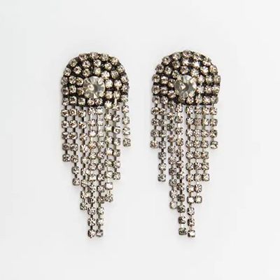 Rhinestone Pendant Earrings from Mango