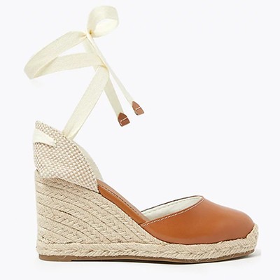 Leather Ankle Strap Wedge Espadrilles from M&S