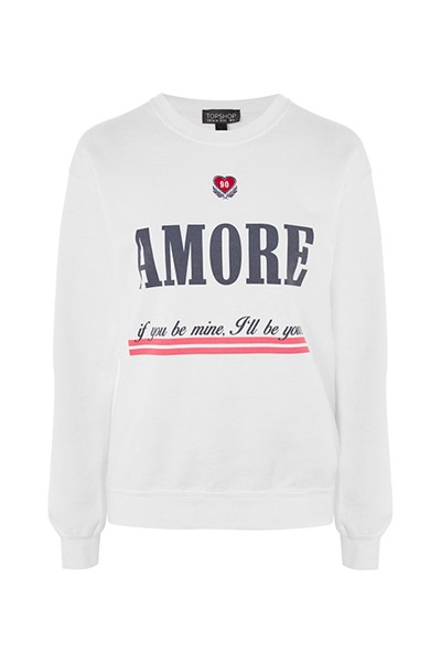 Embroidered Amore Sweatshirt from Topshop