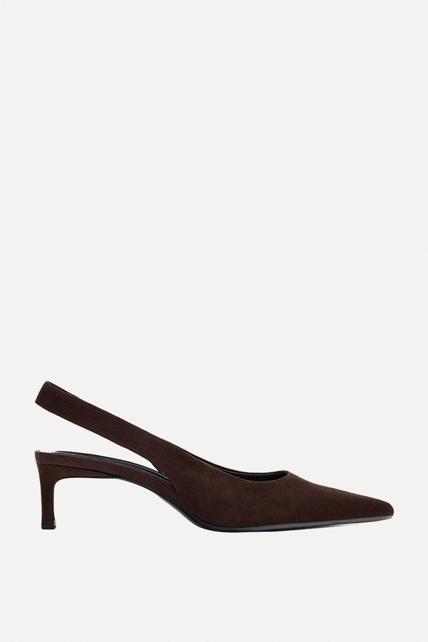 Suede Kitten Heel Slingback Shoes