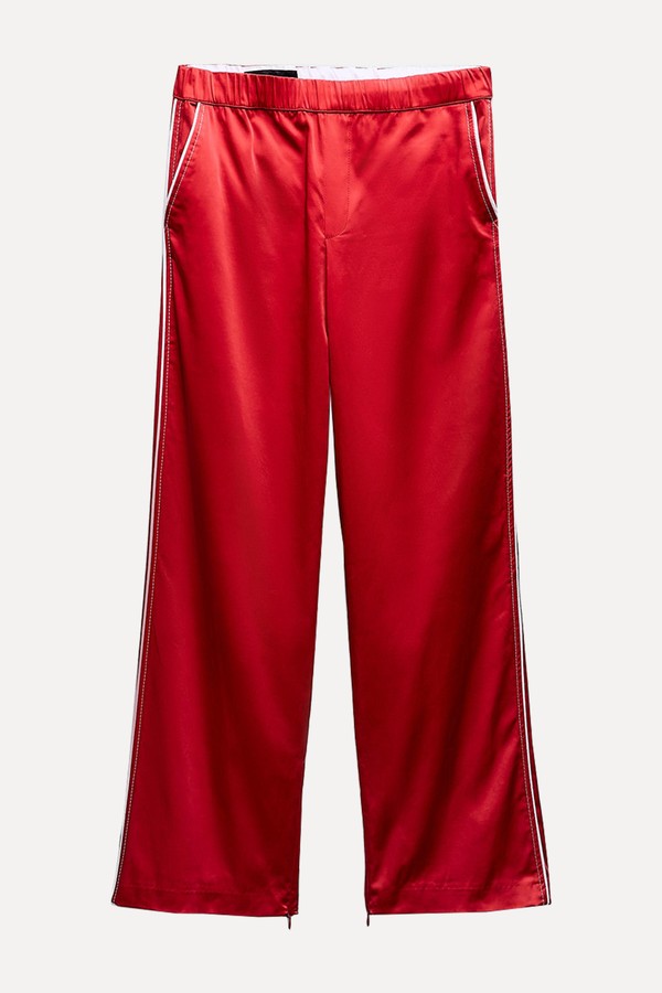 Satin Trousers With Side Stripes from Zara