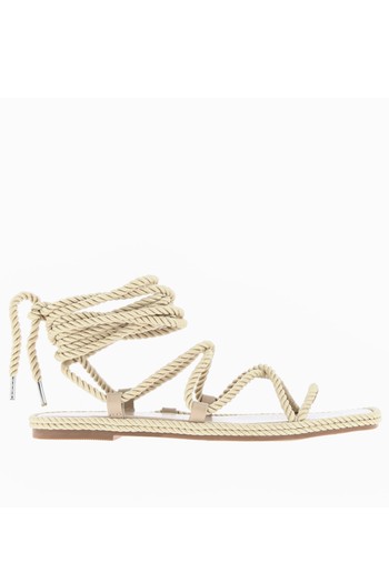 Beige Rope Tie-Up Sandals from Vanessa Wu