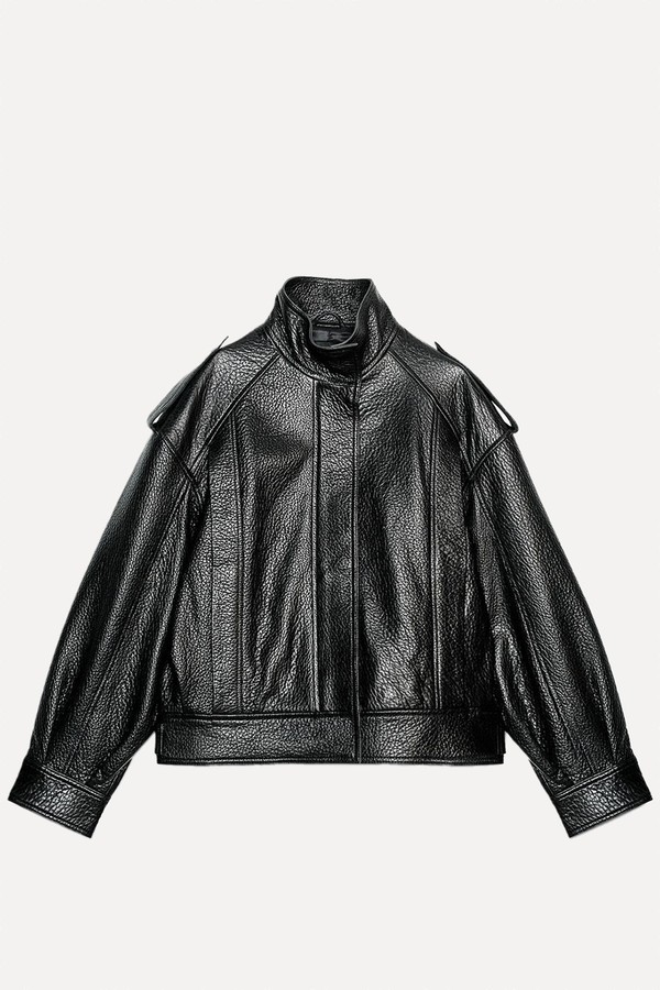 Leather Bomber Jacket from Zara