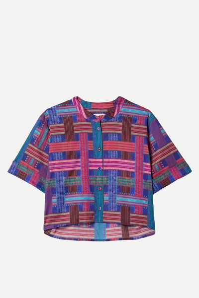Jude Cropped Printed Cotton-Voile Shirt from Saloni 