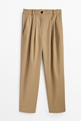 Cotton Blend Darted Trousers from Massimo Dutti