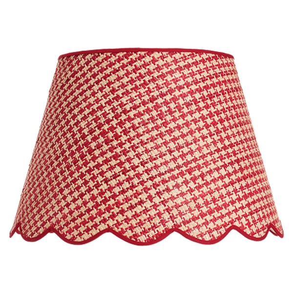 Raffia Houndstooth Scallop Lampshade In Red 14”