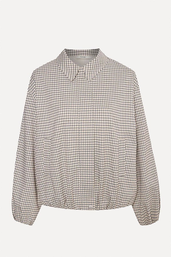 Grid Checked Zip Front Bomber Jacket from George At Asda