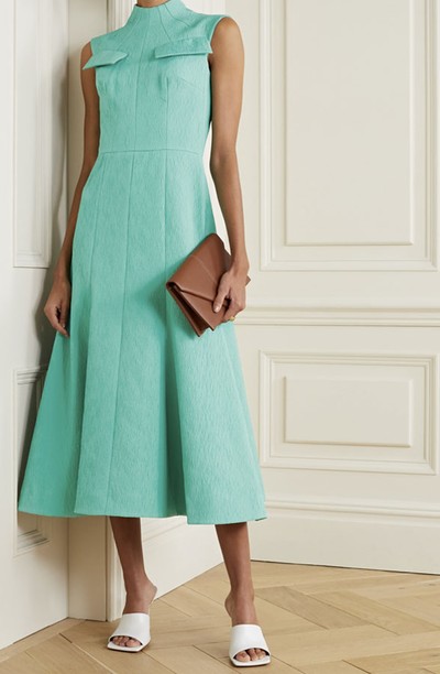 Lago Cutout Pleated Cloqué Maxi Dress from Emilia Wickstead