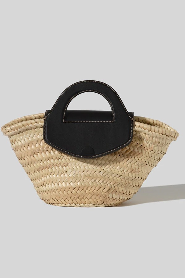 Leather-Trimmed Straw Tote Bag from Hereu