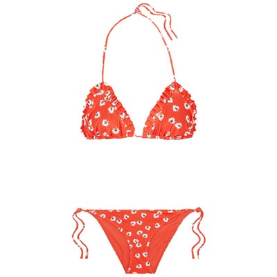 Ruffled Printed Triangle Bikini