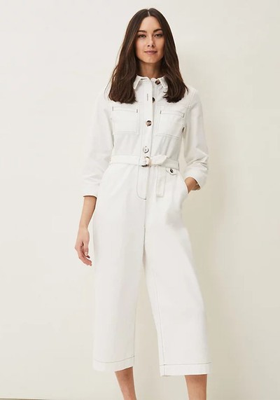 Denim 3/4 Sleeve Waisted Jumpsuit from Phase Eight