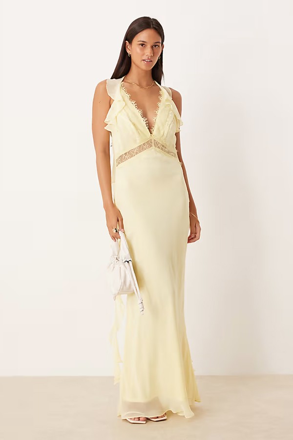Lace Inserts Slip Chiffon Midi Dress from ASOS DESIGN