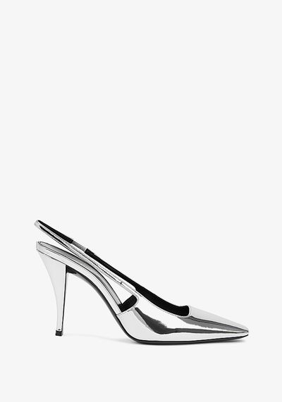 Blade 90 Metallic Leather Slingback Pumps from Saint Laurent